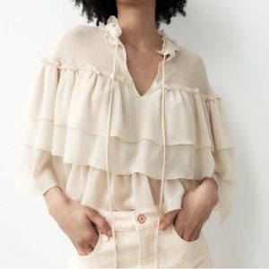 Zara cheer ruffled blouse new with tags